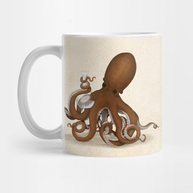 Octopus Holding Glass Chemistry Flask by Mozartini